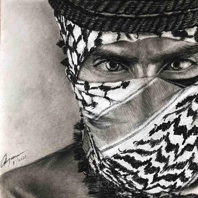 رسمتي للثائر الفلسطيني...