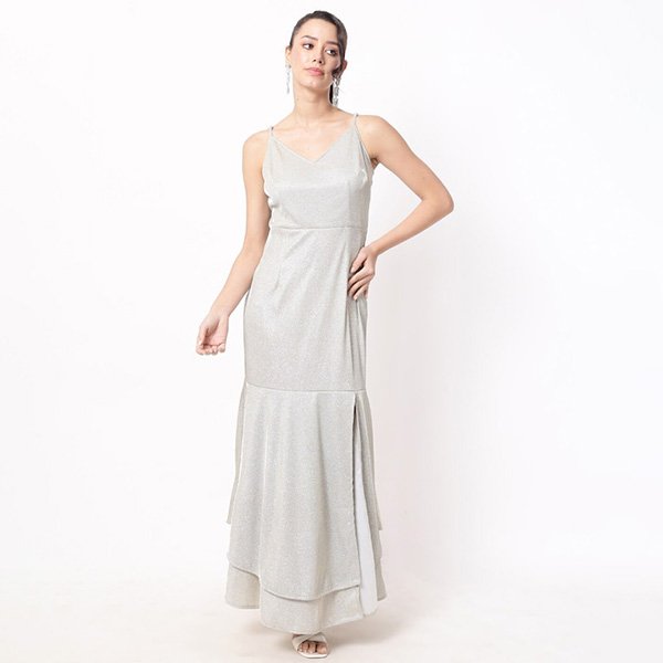 Silver-toned solid maxi...