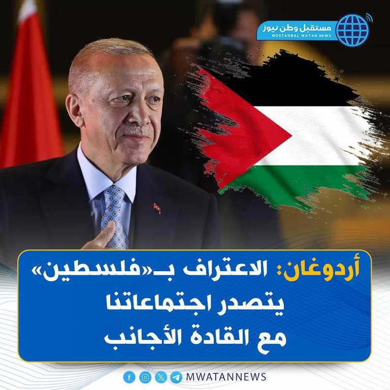 أردوغان: الاعتراف بـ«فلسطين»...