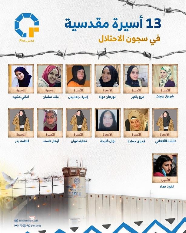 في يوم المرأة العالمي... 13 أسيرة مقدسية يقبعن في سجون الاحتلال في ظل أوضاع إنسانية صعبة.تعرف على قائمة شرف الأسيرات المقدسيات.