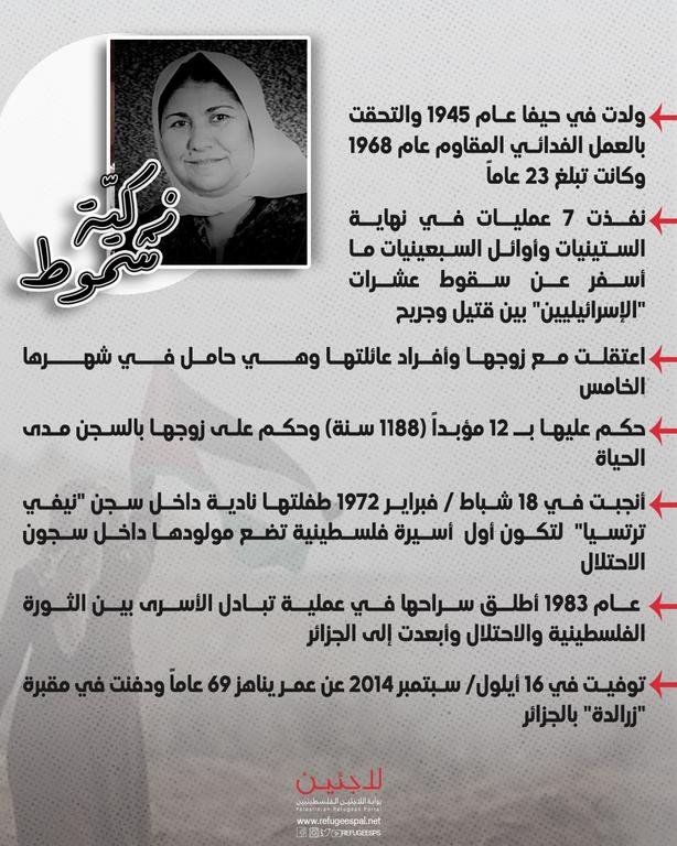 #نساء_فلسطينيات خالدات في التاريخ..زكية شموط.. أول أسيرة فلسطينية تضع مولودها داخل سجون الاحتلال#يوم_المرأة_العالمي_2023